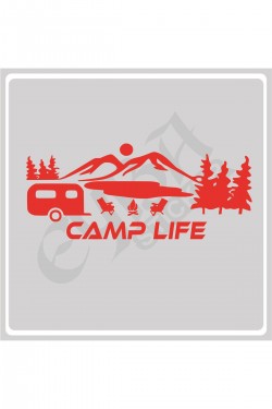 Camp Life Sticker 120X50 1 Adet Oto Sticker - Kamp Karavan Sticker Duvar Sticker