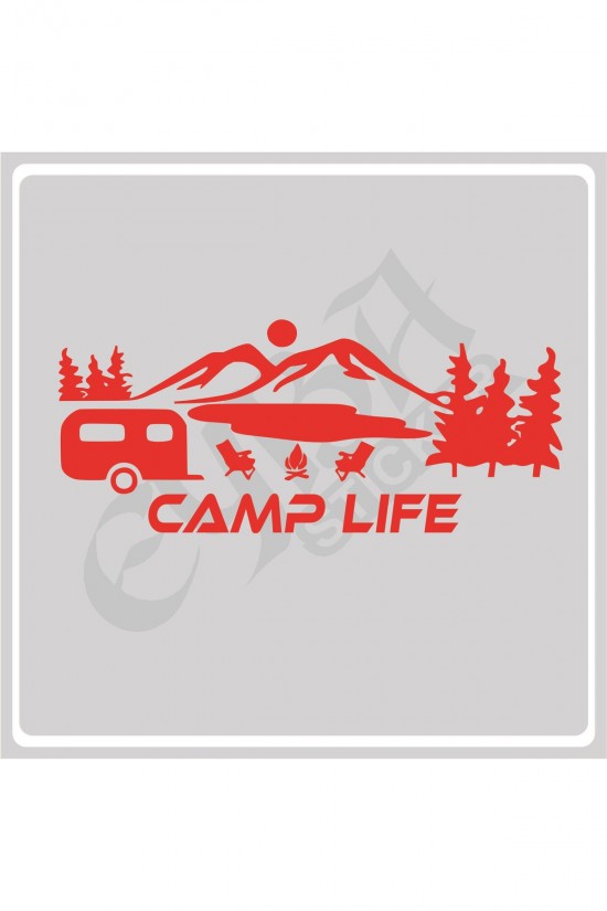 Camp Life Sticker 120X50 1 Adet Oto Sticker - Kamp Karavan Sticker Duvar Sticker