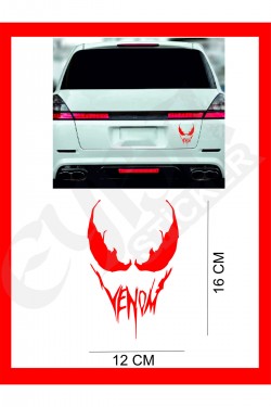 Venom  Araba, Motorsiklet, Kask, Laptop,cam Sticker 16x12 Cm VENOM YAZILI
