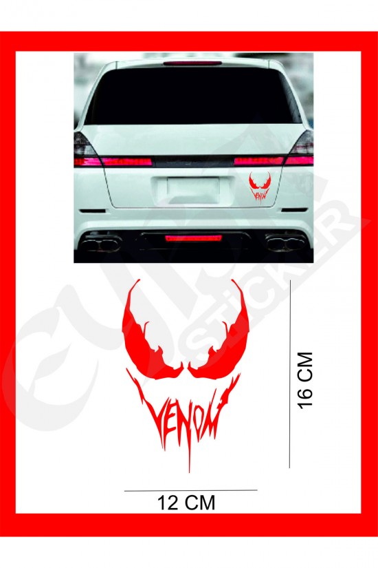 Venom  Araba, Motorsiklet, Kask, Laptop,cam Sticker 16x12 Cm VENOM YAZILI