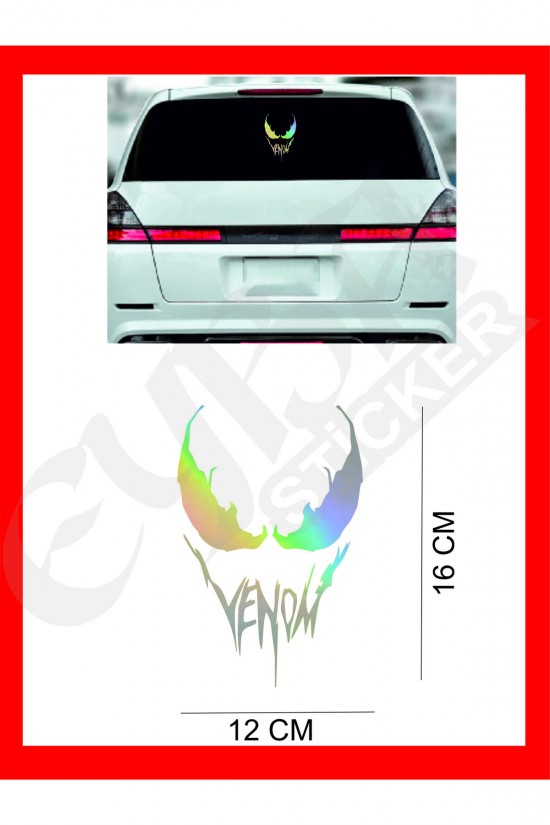 Venom  Araba, Motorsiklet, Kask, Laptop,cam Sticker 16x12 Cm VENOM YAZILI