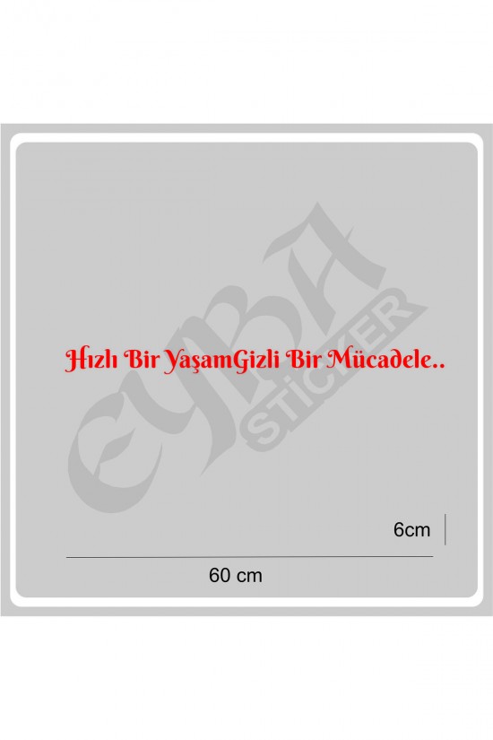 Hızlı Bir Yaşam Gizli Bir Mücadele 60x6 Cm Araç Yazı Sticker Traktör Kamyon Araba