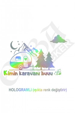 Kimin Karavanı Buuu :) Karavan Kamp Sticker 100x60 cm