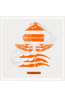 Oto Sticker Mega 4lü Paket Dikiz Kanat Pençe Bagaj Sticker