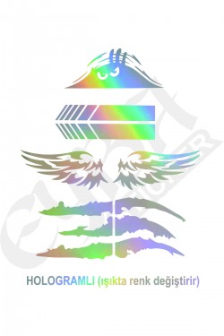 Oto Sticker Mega 4lü Paket Dikiz Kanat  Pençe Bagaj Sticker