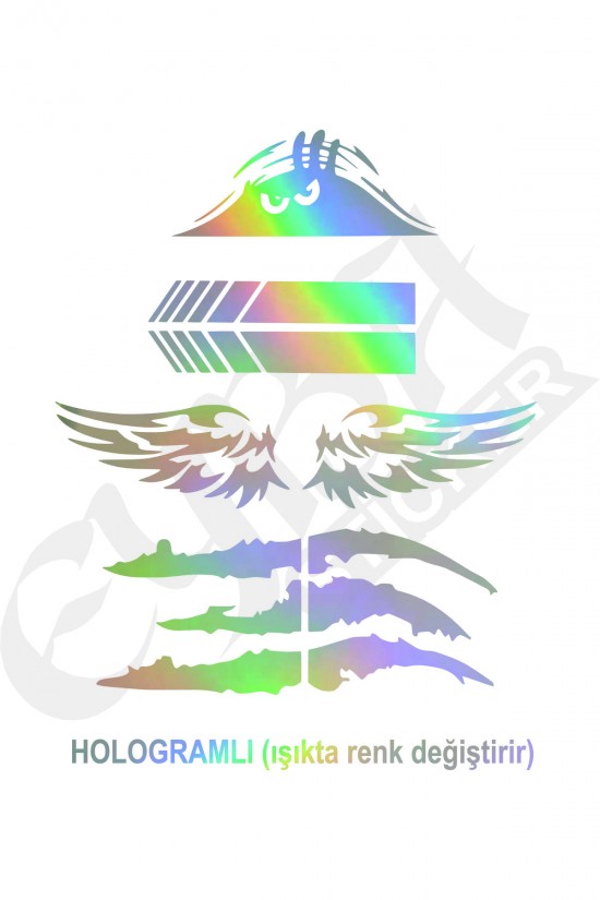 Oto Sticker Mega 4lü Paket Dikiz Kanat  Pençe Bagaj Sticker