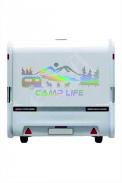 Camp Life Sticker 120X50 1 Adet Oto Sticker - Kamp Karavan Sticker Duvar Sticker
