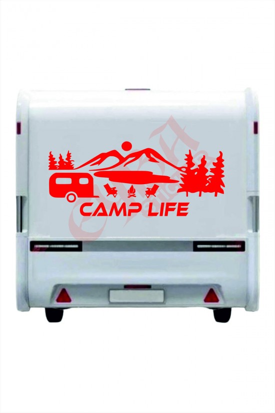 Camp Life Sticker 120X50 1 Adet Oto Sticker - Kamp Karavan Sticker Duvar Sticker