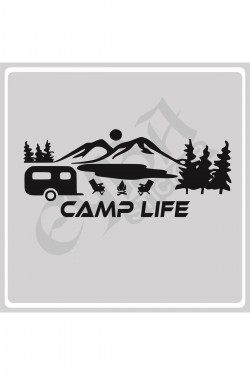 Camp Life Sticker 120X50 1 Adet Oto Sticker - Kamp Karavan Sticker Duvar Sticker