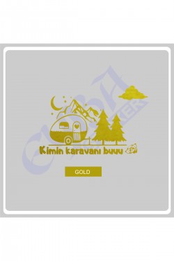 Kimin Karavanı Buuu :) Karavan Kamp Sticker 100x60 cm