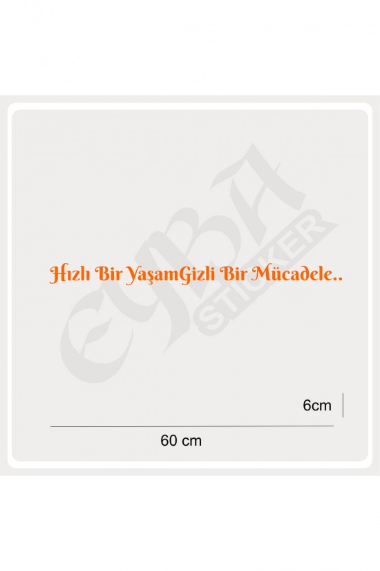 Hızlı Bir Yaşam Gizli Bir Mücadele 60x6 Cm Araç Yazı Sticker Traktör Kamyon Araba