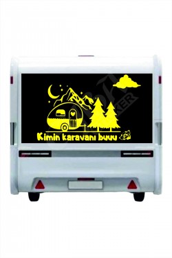 Kimin Karavanı Buuu :) Karavan Kamp Sticker 100x60 cm