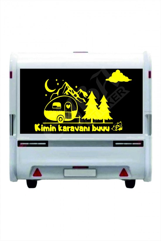Kimin Karavanı Buuu :) Karavan Kamp Sticker 100x60 cm