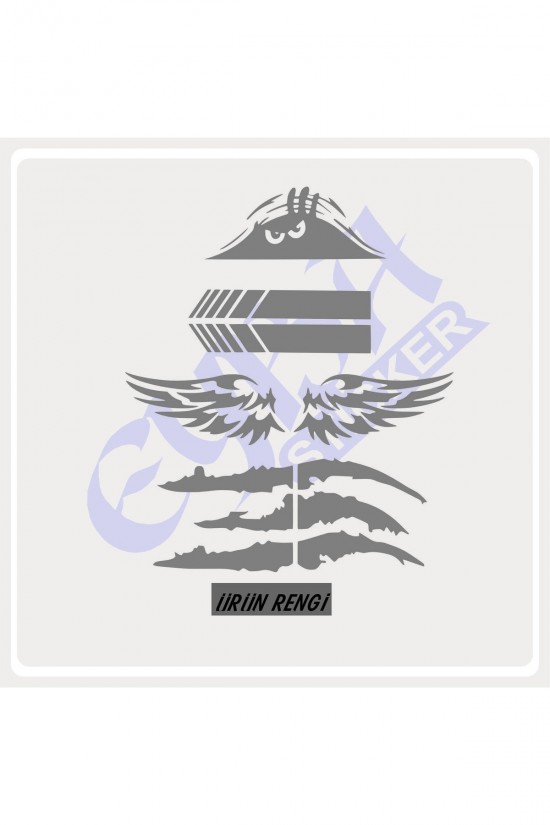 Oto Sticker Mega 4lü Paket Dikiz Kanat Pençe Bagaj Sticker