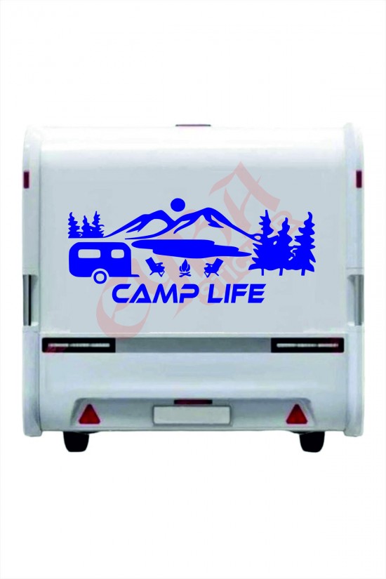 Camp Life Sticker 120X50 1 Adet Oto Sticker - Kamp Karavan Sticker Duvar Sticker