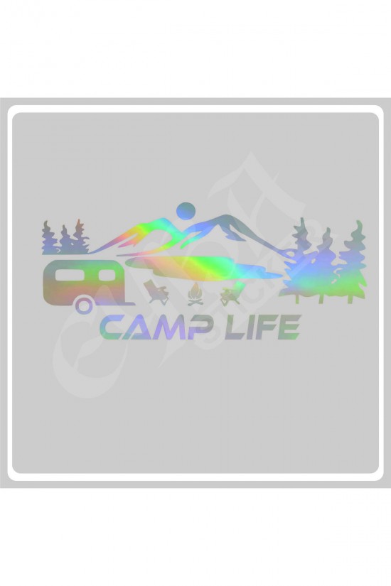 Camp Life Sticker 120X50 1 Adet Oto Sticker - Kamp Karavan Sticker Duvar Sticker