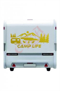 Camp Life Sticker 120X50 1 Adet Oto Sticker - Kamp Karavan Sticker Duvar Sticker
