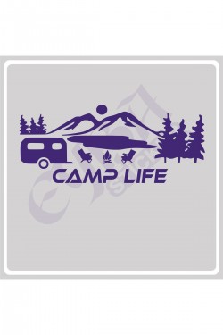 Camp Life Sticker 120X50 1 Adet Oto Sticker - Kamp Karavan Sticker Duvar Sticker