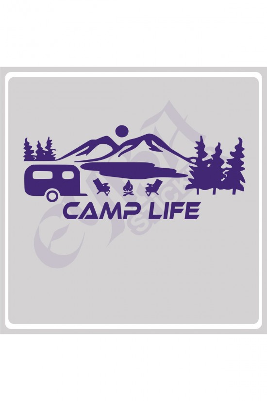 Camp Life Sticker 120X50 1 Adet Oto Sticker - Kamp Karavan Sticker Duvar Sticker
