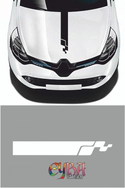 Renault Clio Rs Kaput Şerit Sticker - Oto Sticker - Araba Sticker - 60x14cm