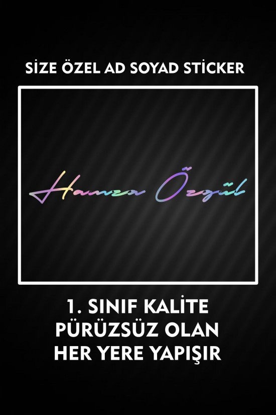 Size Özel Ad Soyad İmza 20x3 Cm / İmza Etiket / Araç Sticker / Motor Sticker 1 adet