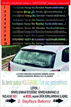 Arka Cam Söz Özel Hologramlı Yazı Stickeri HOLOGRAMLI arka Cam Yazısı 90x7cm