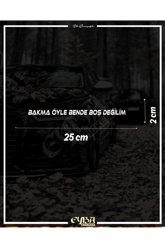 Bakma Öyle Bende Boş Değilim. Oto Arka Cam Yazı Sticker Beyaz 25x2 cm