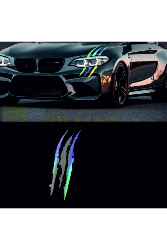 Mnstr Pençe Hologram Oto Sticker Araba Far Sticker Pençe 1 Adet