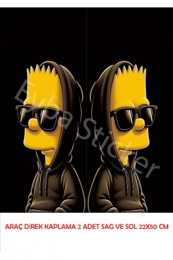 Araç Kapı Direk Kaplama Folyosu simpson Desenli DRK2 (Sağ Sol Takım) (2 Adet) - 22x50 Cm