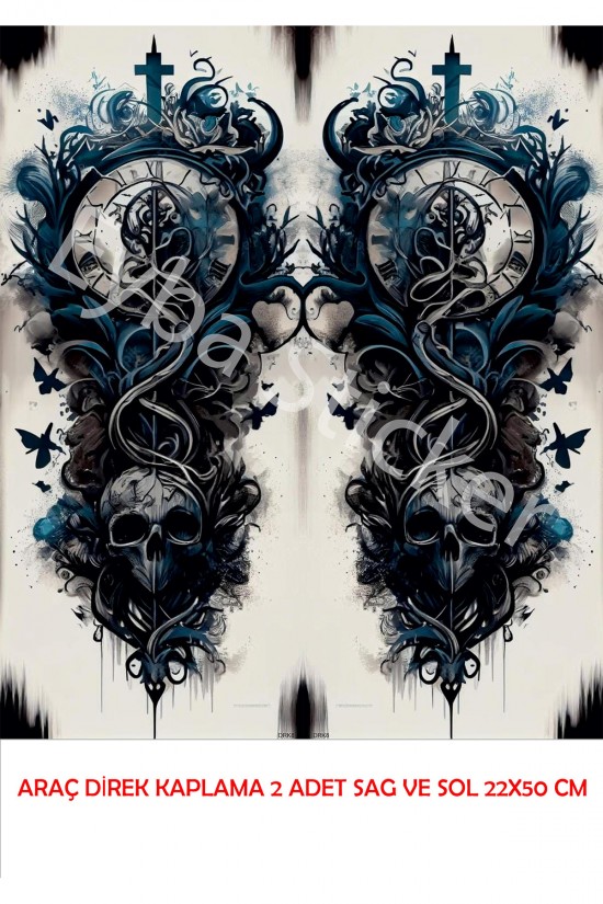 Araç Kapı Direk Kaplama Folyosu karışık Desenli DRK8 (Sağ Sol Takım) (2 Adet) - 22x50 Cm