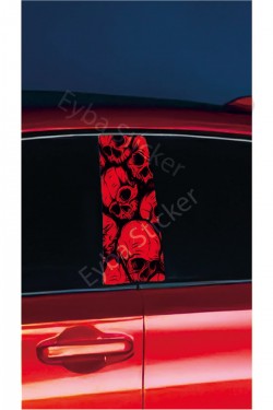 Araç Kapı Direk Kaplama Folyosu kırmızı kurufa Desenli DRK11 (Sağ Sol Takım) (2 Adet) - 22x50 Cm