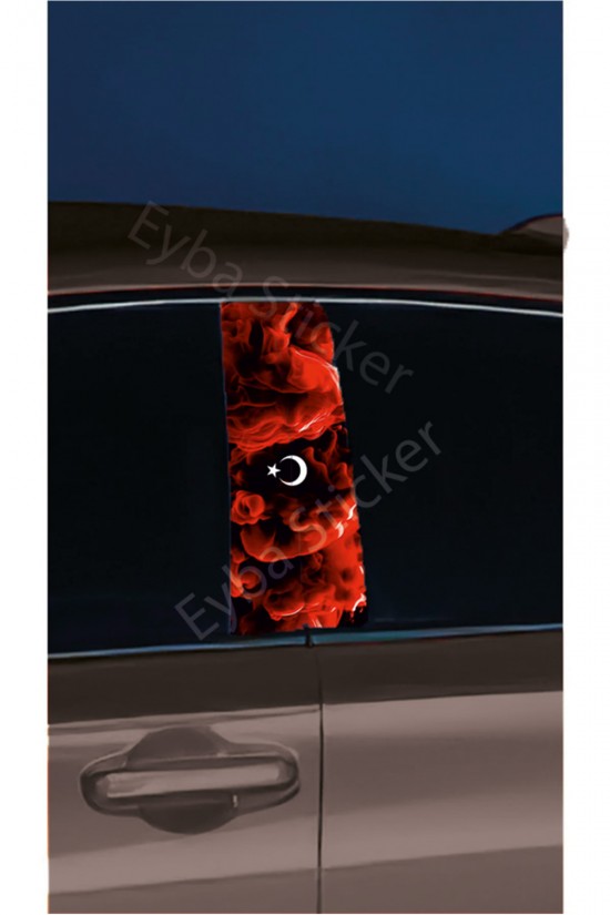 Araç Kapı Direk Kaplama Folyosu kırmızı duman Desenli DRK10 (Sağ Sol Takım) (2 Adet) - 22x50 Cm