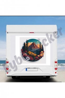 doğal manzara Kamp, Karavan renkli Sticker 110x100cm renkli baskı