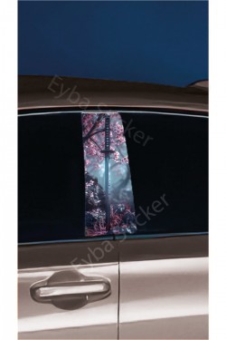 Araç Kapı Direk Kaplama Folyosu kırmızı kurufa Desenli DRK21 (Sağ Sol Takım) (2 Adet)- 22x50 Cm