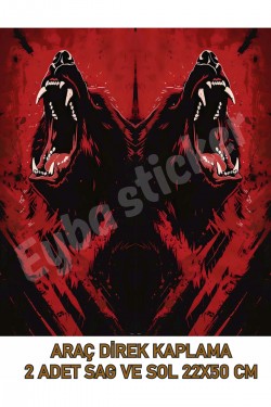 Araç Kapı Direk Kaplama Folyosu kırmızı kurufa Desenli DRK20 (Sağ Sol Takım) (2 Adet) - 22x50 Cm
