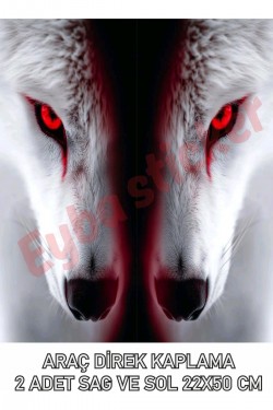 Araç Kapı Direk Kaplama Folyosu beyaz kurt Desenli DRK24 (Sağ Sol Takım) (2 Adet) - 22x50 Cm