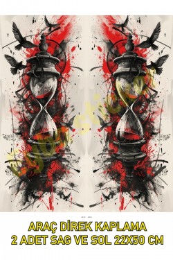 Araç Kapı Direk Kaplama Folyosu kırmızı kumsaati Desenli DRK14 (Sağ Sol Takım) (2 Adet) - 22x50 Cm