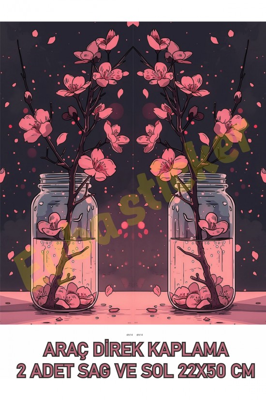 Araç Kapı Direk Kaplama Folyosu Desenli DRK16 (Sağ Sol Takım) (2 Adet) - 22x50 Cm