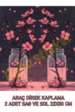 Araç Kapı Direk Kaplama Folyosu Desenli DRK16 (Sağ Sol Takım) (2 Adet) - 22x50 Cm