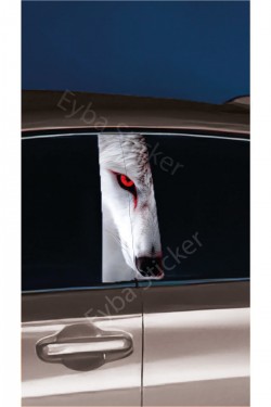 Araç Kapı Direk Kaplama Folyosu beyaz kurt Desenli DRK24 (Sağ Sol Takım) (2 Adet) - 22x50 Cm