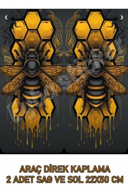 Araç Kapı Direk Kaplama Folyosu  Desenli DRK19 (Sağ Sol Takım) (2 Adet) - 22x50 Cm