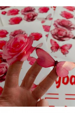 Gül ve Kelebek sticker renkli baskı baskes 1 sayfa -sayfa alanı 25x30 cm dolap sticker Gül ve Kelebek sticker renkli baskı baskes 1 sayfa -sayfa alanı 25x30 cm dolap sticker