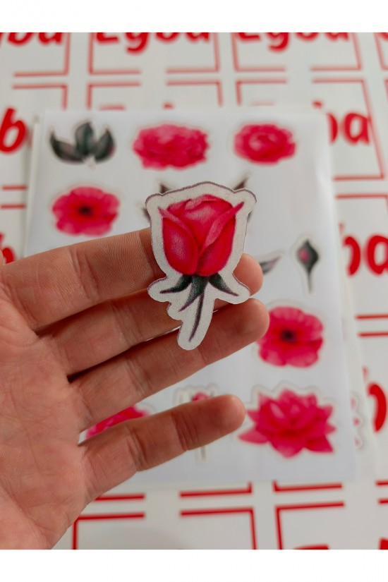 Çiçekler ve yapraklar sticker renkli baskı baskes 1 sayfa -sayfa alanı 25x30 cm dolap sticker