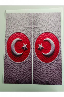 Araç Kapı Direk Kaplama Folyosu bayrak deri Desenli DRK29 (Sağ Sol Takım) (2 Adet) - 22x50 Cm