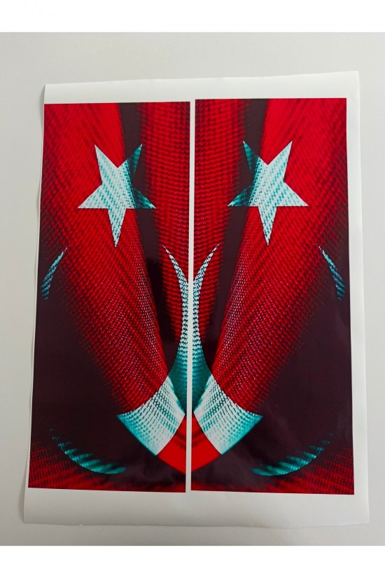 Araç Kapı Direk Kaplama Folyosu bayrak Desenli DRK27 (Sağ Sol Takım) (2 Adet) - 22x50 Cm