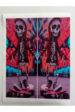 Araç Kapı Direk Kaplama Folyosu kaykaylı iskelet Desenli DRK28 (Sağ Sol Takım) (2 Adet) - 22x50 Cm