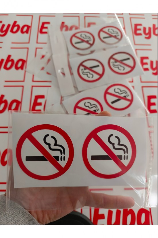 Sigara İçilmez sticker renkli baskı baskes 2 adet 7x7 cm