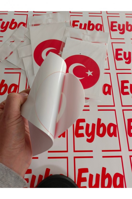- Oval bayrak sticker, 12x12 cm boyutlarındaki renkli baskı tasarımı - Üretim yeri Türkiye'de gerçekleştirilmiş olup, pvc folyo malzemelerle üretilmiştir.