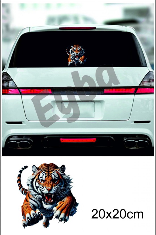 - 20x20 cm boyutlarındaki bu sticker, kaplan araba veya karavanınıza canlı ve eğlenceli bir görünüm kazandırır.; - Renkli baskı teknolojisi ile üretilen bu sticker, dayanıklı malzemeden yapılmış olup uzun süreli kullanım için idealdir.; - Kolay uygulama i