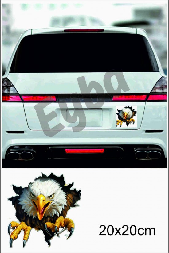 - Kartal araba karavan renkli baskı baskes Sticker, 20x20 cm boyutlarında tasarlanmıştır.; -